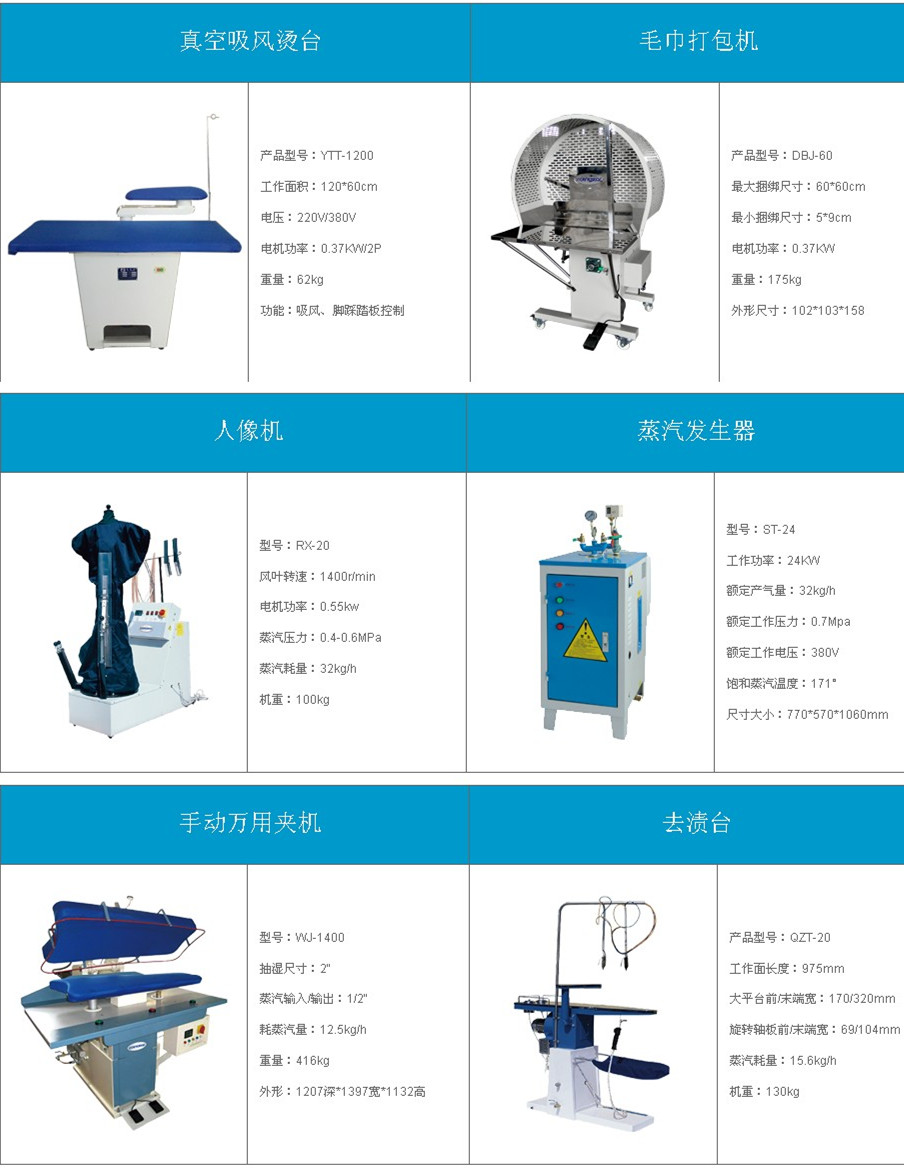 萬用夾機 人像整形機 真空抽濕機 冷熱去漬臺 吸風燙臺